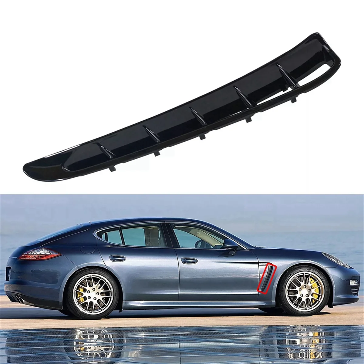 

For Porsche Panamera 2010-2016 Black Side Fender Air Vent Grille Cover 97050463301 97050463401