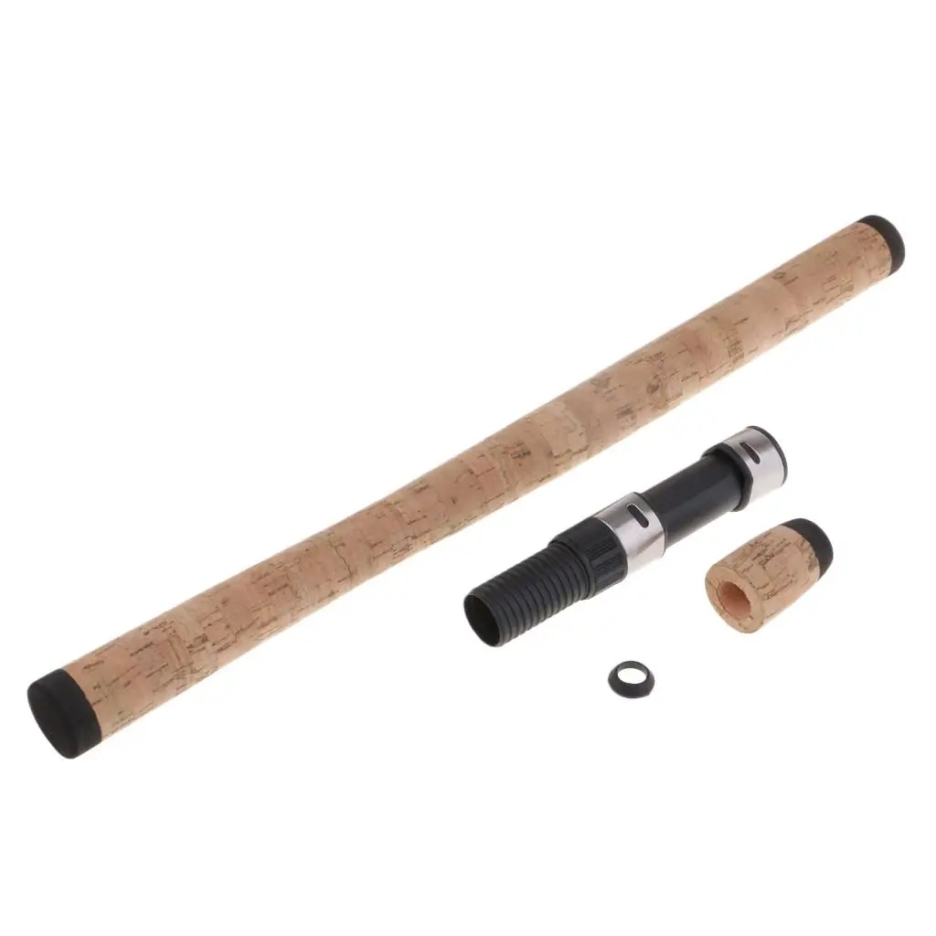 Fishing Rod Handle Repair Building Kit, Portable Fishing Reel Seat + Rod Handle Pole Cork Grip, Wood Color