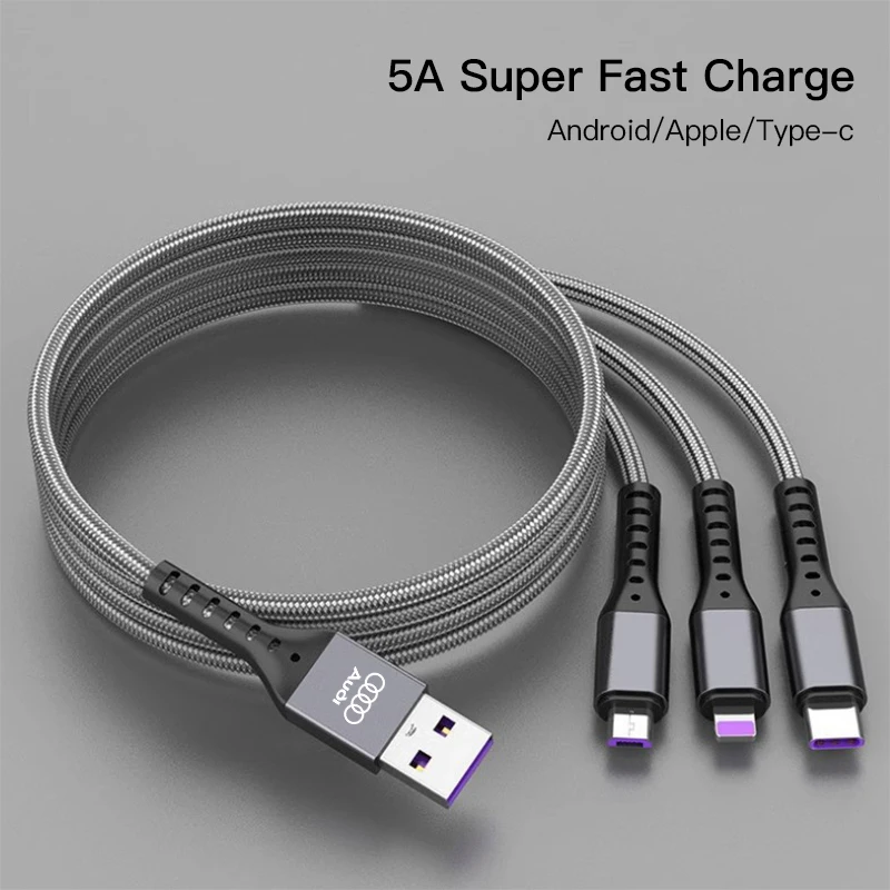 Car Three-in-One Fast Charge Line Auto Accessories For Audi Sline A1 A3 A4 A5 A6 A7 A8 B8 B9 B6 C6 Q2 Q3 Q5 Q7 TT RS3 S5 REQ7