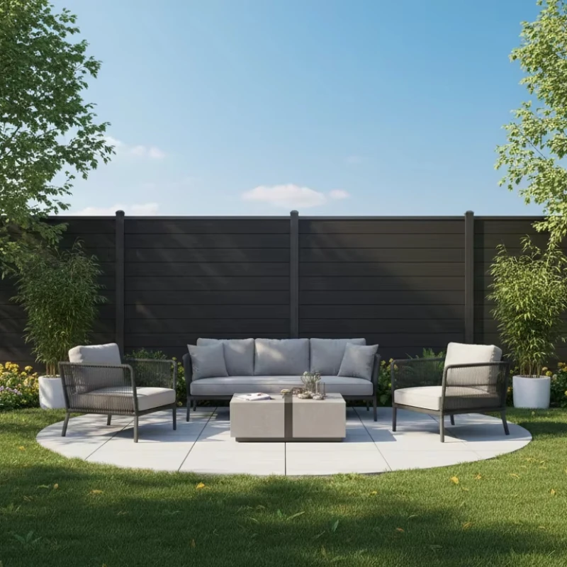 CE Certified 3D Textured WPC Fence Panels Aluminum Wood Plastic Composite Waterproof Easy Assembly Outdoor Garden Fence