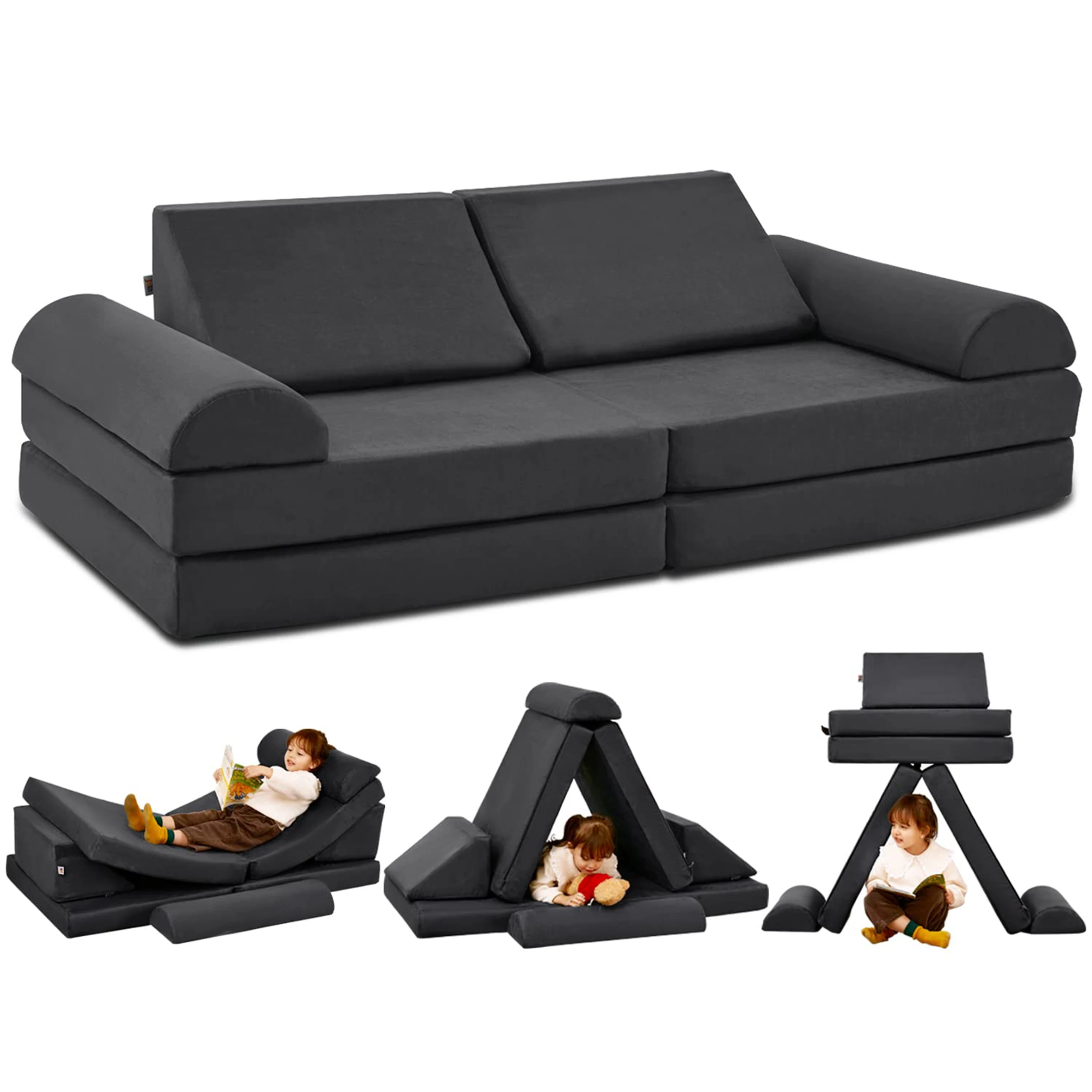 Wholesale Velvet Living Room Furniture Large Floor Children Play Sofa Modular Building Blocks Couch For Kids