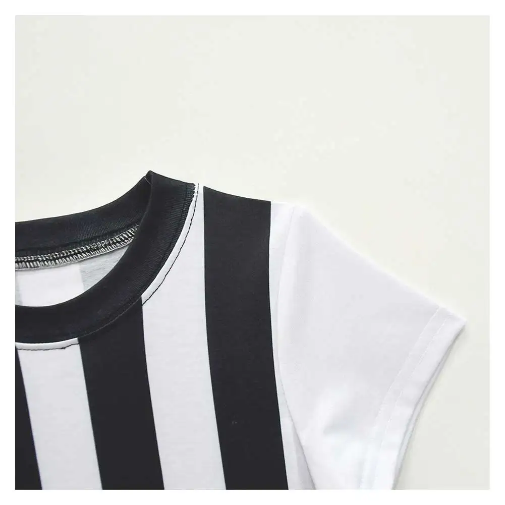 LABUBU Cosplay Black White Striped Pleated Dress Cloth Party Disguise Roleplay Costume Girl Outfit Halloween Carnival Suits
