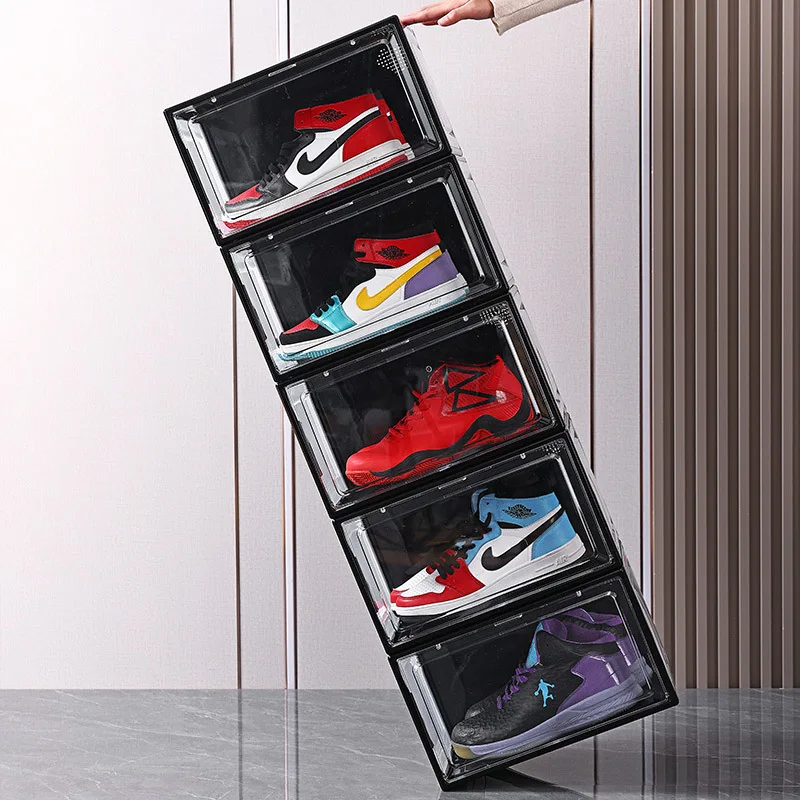 10 PCS Transparent Shoe Box, Full Hard Box, AJ Sneaker Storage, Magnetic Anti-itch, Men's and Women's Trendy Shoe Storage Box