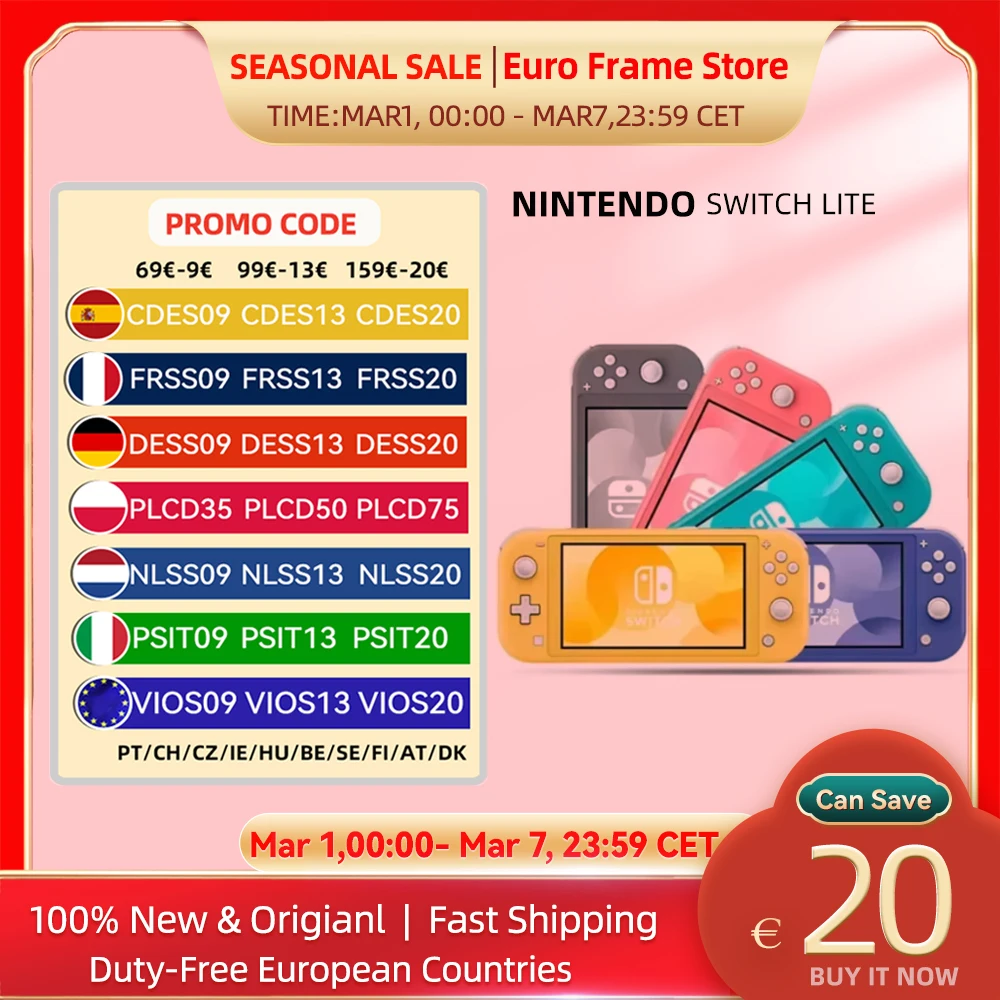 Nintendo Switch Lite Nintendo Switch Handheld-Spielekonsole 32G Interner Speicher 5,5 Zoll LCD-Touchscreen Bluetooth 4.1 Coral