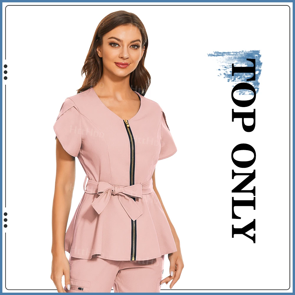 Beauty Spa Uniformen Modisches Kurzarmhemd Hochwertige medizinische Peelings Frauen Veterinäruniform Top Weiche Stilljacke – Detail 9