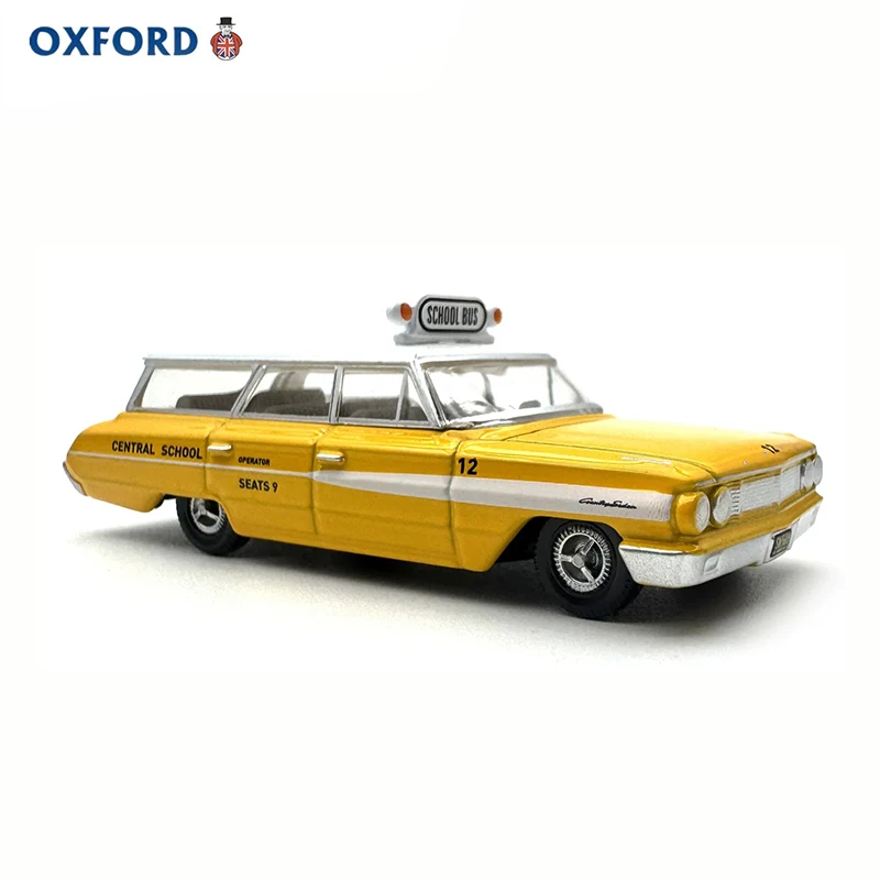 OXFORD 1: 87 Retro School Bus Station Wagon Alloy Trolley Simulation Car Model Static Decoration Collectibles Gift Toys