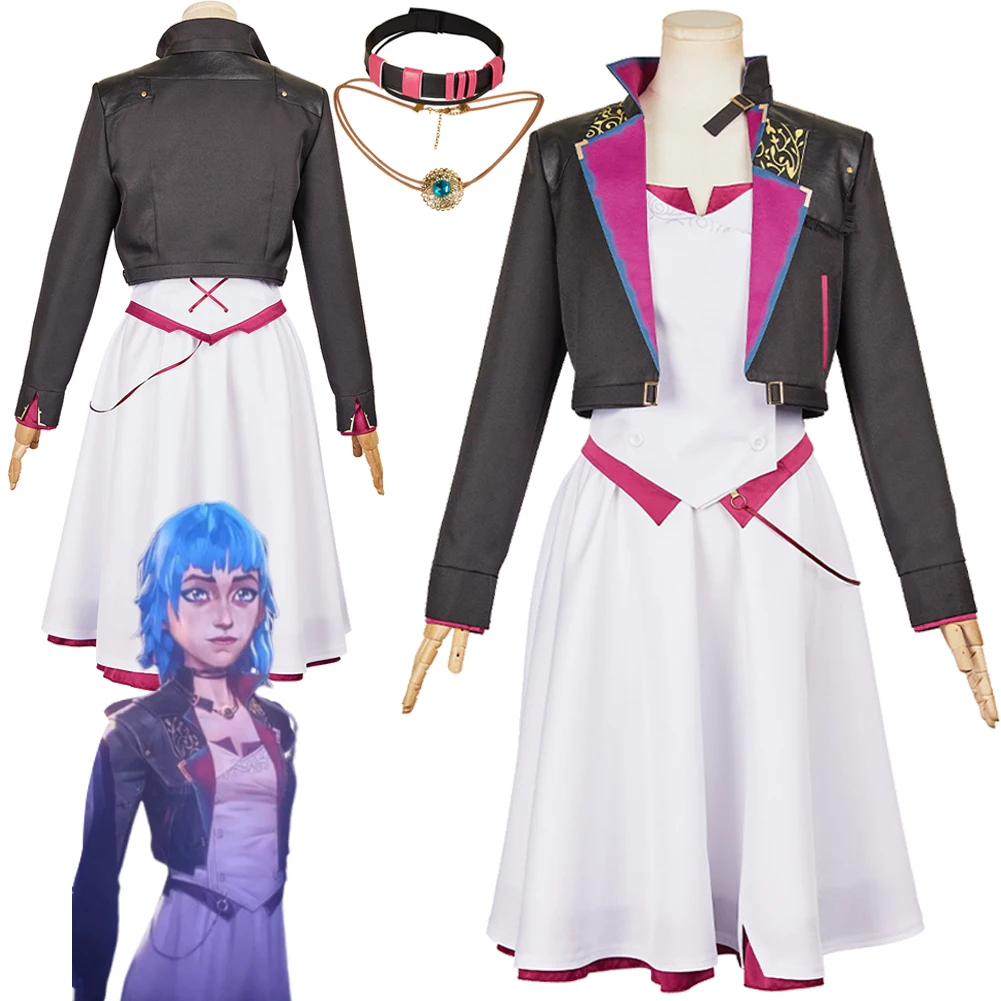 

Game LoL TV 2 Arcane Powder Jinx Cosplay Women Costume Coat Skirt Girls Clothes Outfits Halloween Carnival Party Roleplay Suits