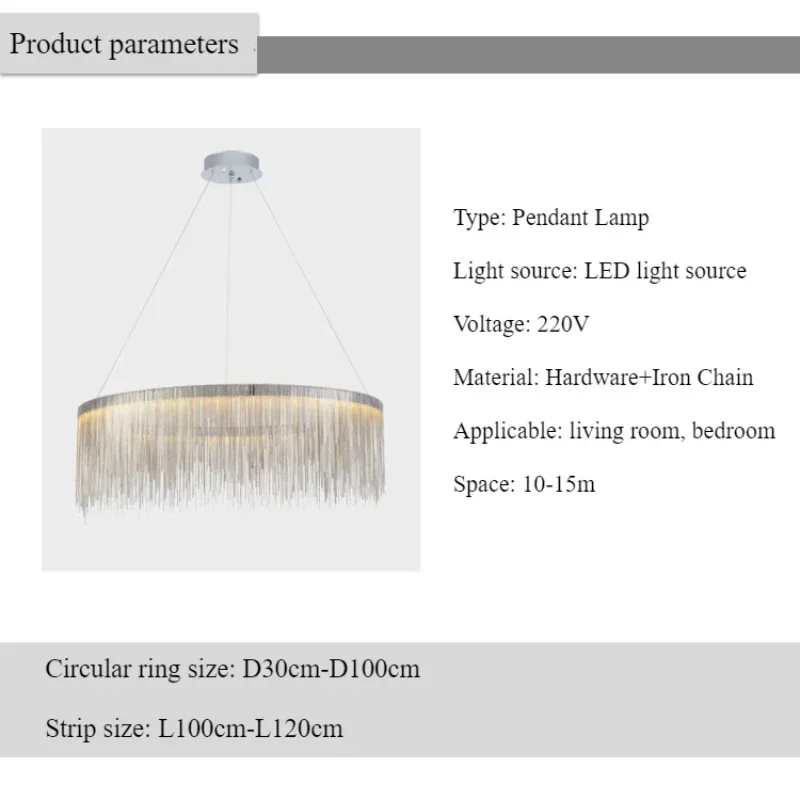 SANDYHA Nordic Pendant Light Crystal Tassel Design Ring LED Lamps for Living Room Hanging Chandelier Bedroom Decoration Lighting