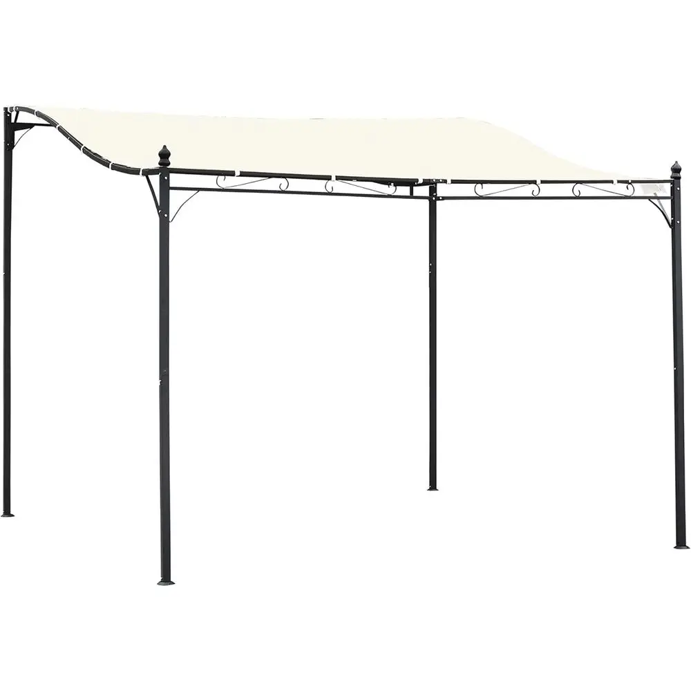 10ft x 10ft Outdoor Steel Pergola with Cream White Weather-Resistant Fabric and Drainage for Patio, Deck, or Garden