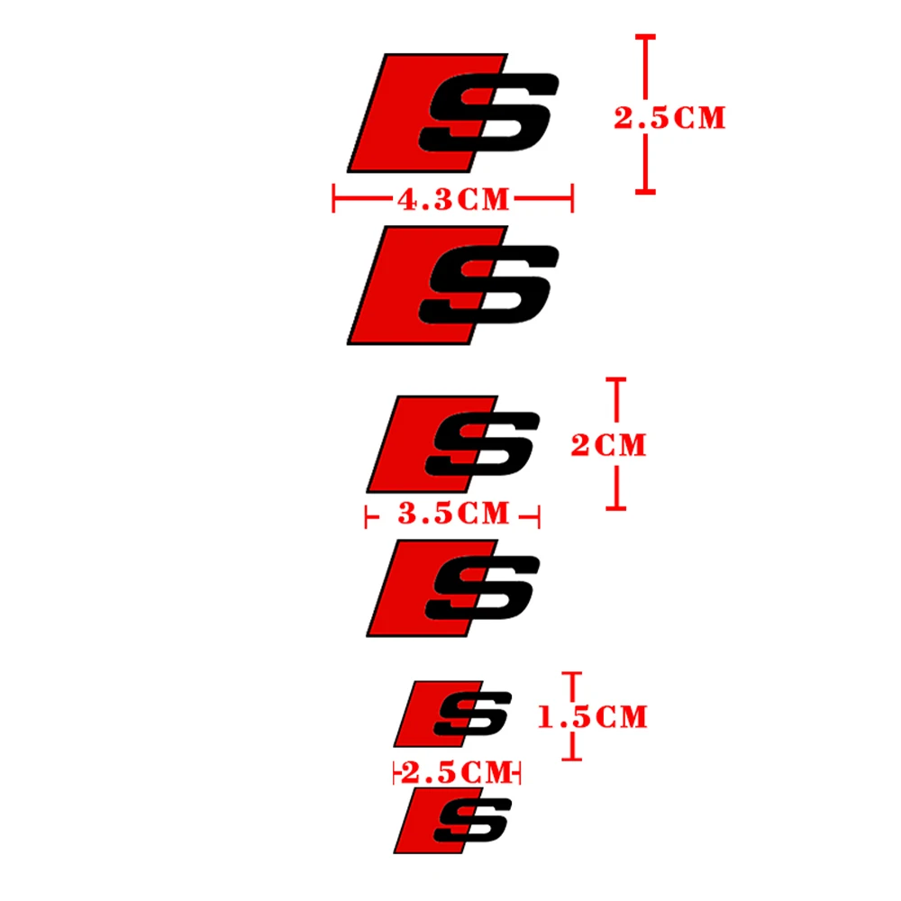 Set of 6pcs Caliper Car Sticker Wheel Hub Sline RS Quattro Ceramic Logo For Audi A3 A4 A5 RS6 RS3 RS4 RS5 RS7 Sport A6 Q3 Q5 Q7
