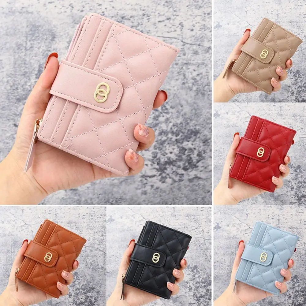 PU Leather Women Wallet Classical Money Bag Solid Color Mini Coin Purse Zipper Small Bifold Wallet