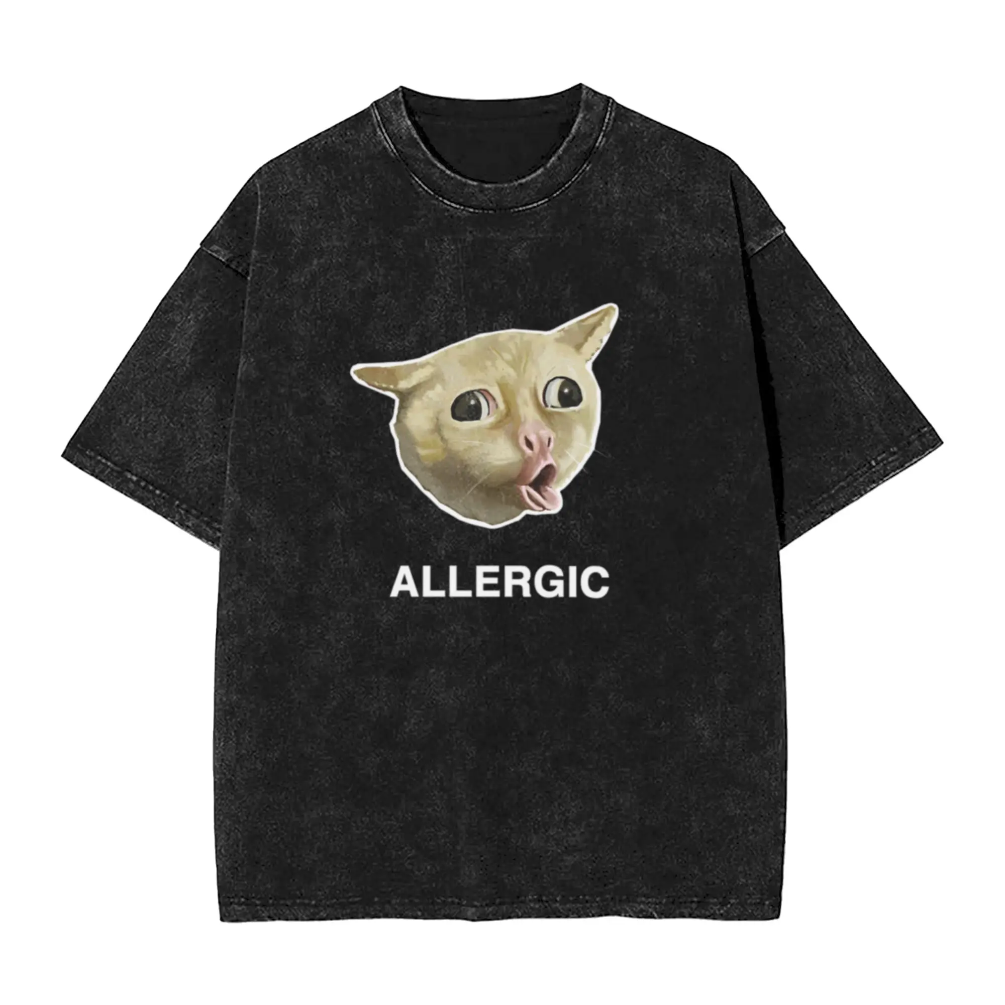 Allergic Unique Cool A T-Shirt Oversized Short Sleeve Cotton Tees Tops