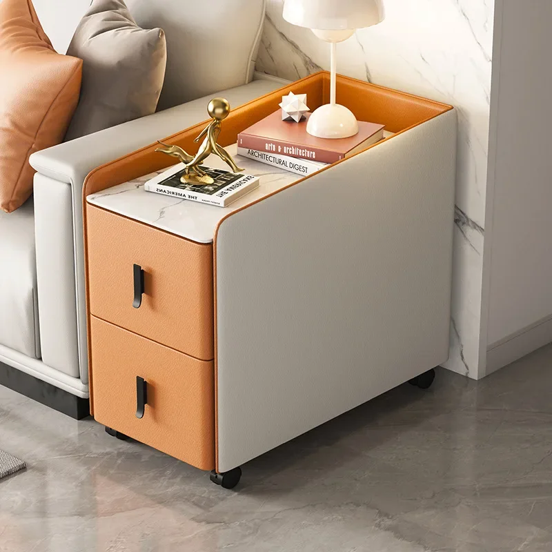 Side Tables Living Room Sofa End Table Stand Luxury Creative Design Furniture with Wheels Removable Charging Corner Tables