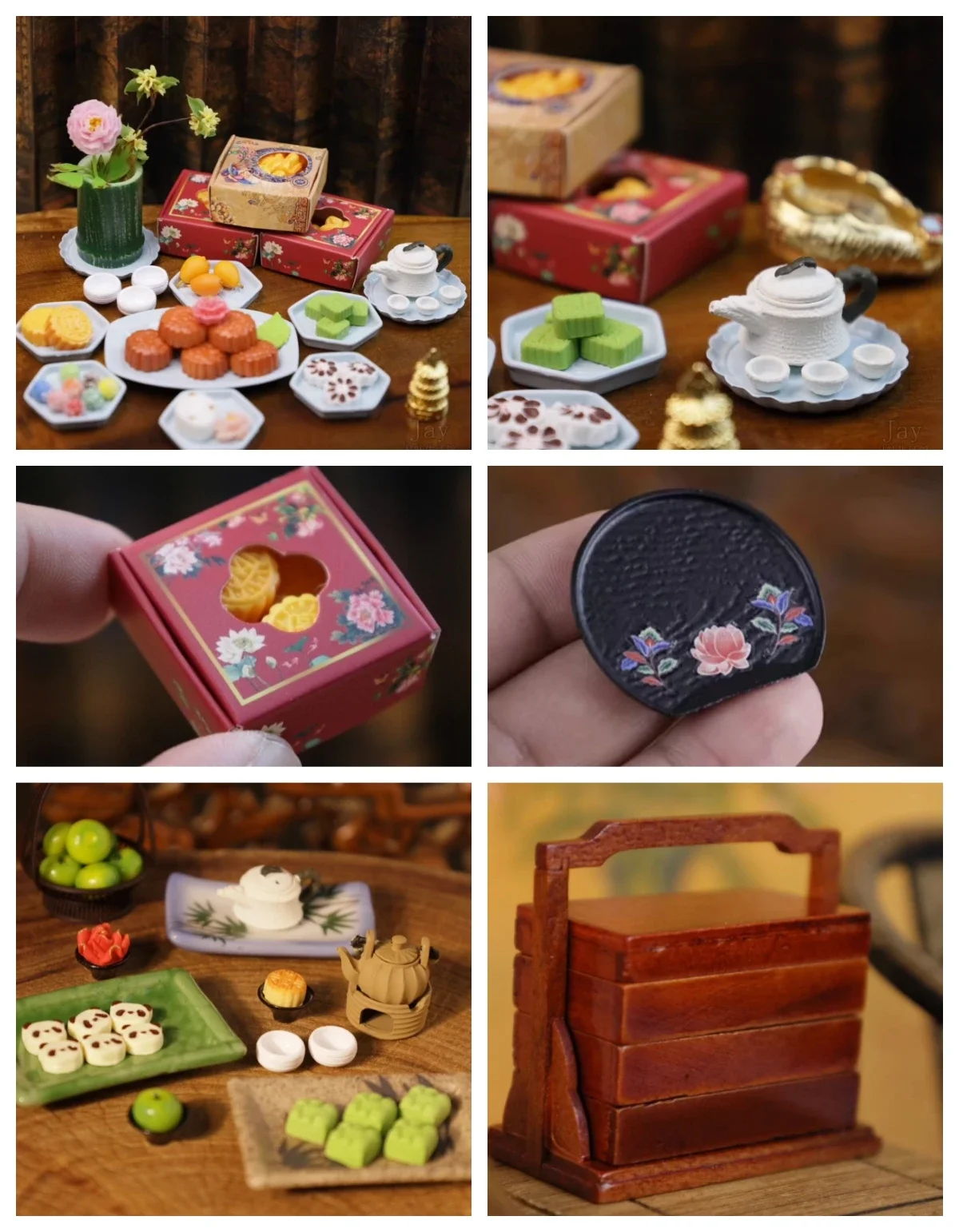 Doll House Mid-Autumn Festival Cantonese Mini Mooncake Mini Teapot Small Tea Pet Decoration Small Dish Set Chinese Pastry Model