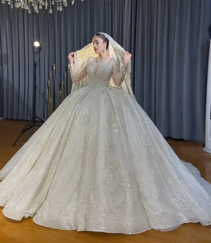 NS4958 2025 Nyaste Design Lyxig Pärlbrodering Balklänning Bröllopsklänning För Brudar Riktiga Bilder 10 best sales importerade bröllopsklänningar - №8