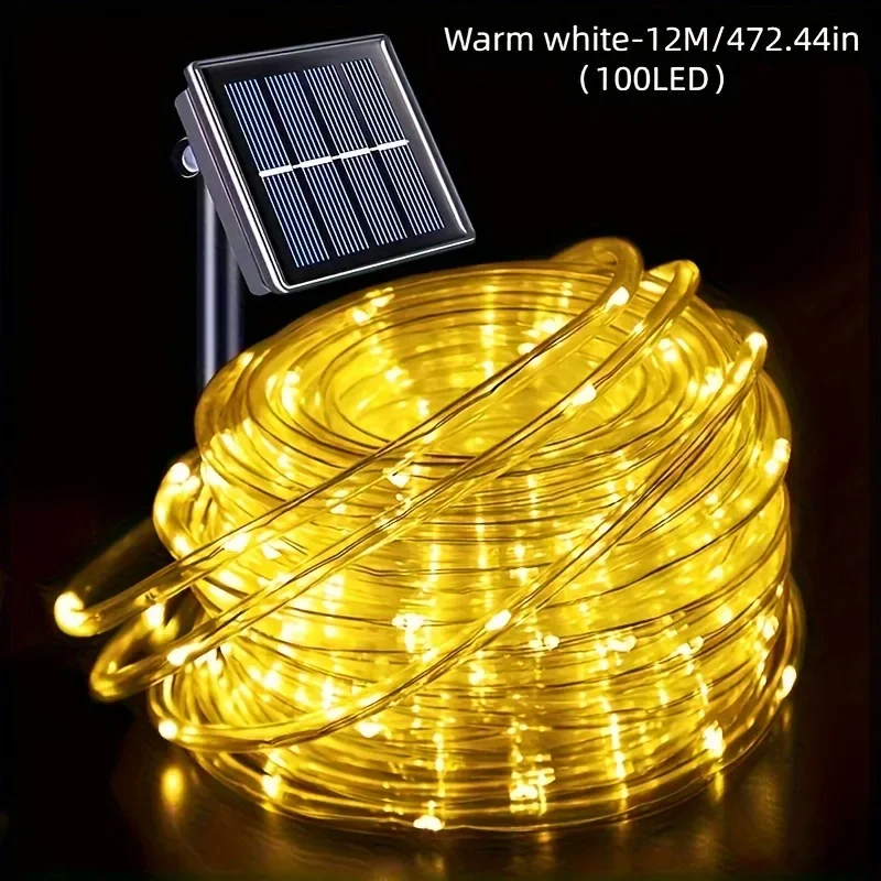 Solar Fairy Lights Outdoor Waterproof 8 Modes Rope String for Christmas Tree Patio Yard Garden Party