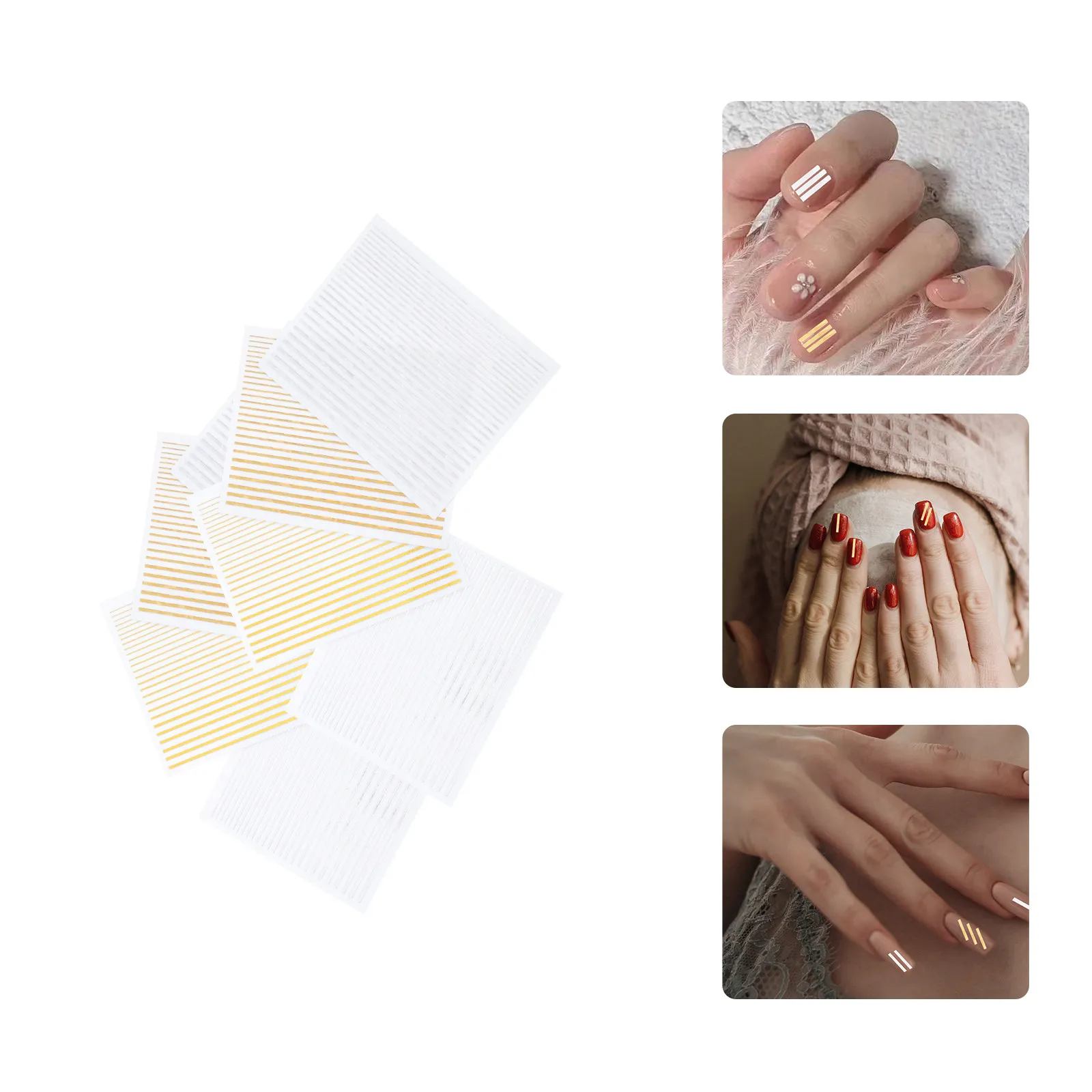 

8Pcs Geometric Line Nail Art Decals Creative DIY Manicure Stickers Nail Decoration Accessories Manicure Sticker