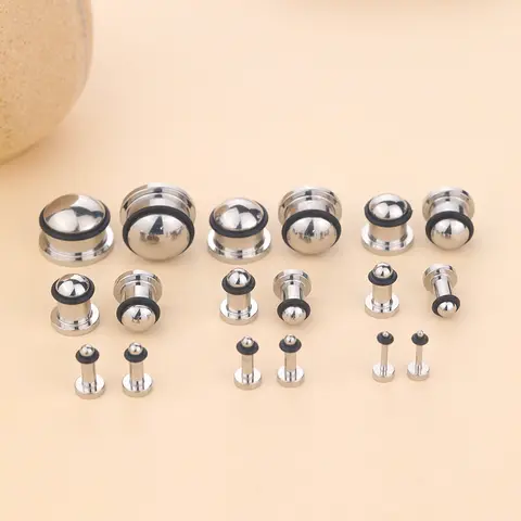 2 पीस 1.6-16 मिमी स्टेनलेस स्टील इयर प्लग टनल सिल्वर कलर इयर गेज स्ट्रेचिंग किट ज्वेलरी महिलाओं और पुरुषों के लिए 10 best sales कान खींचने वाली किट - №5