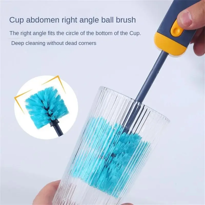 Cup Brush Cleaner Telescopic Rod Washing Cup Cleaning Brush Cup Cover Groove Gap Brush Milk Bottle Brush Thermos Cup Lid Brush