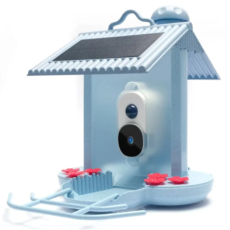 2026 Bird House 1.5L Capacity 5200mAh Battery 3.5W Solar Panel Siren Alarm Chasing Squirrel Away Smart Bird Feeder Camera
