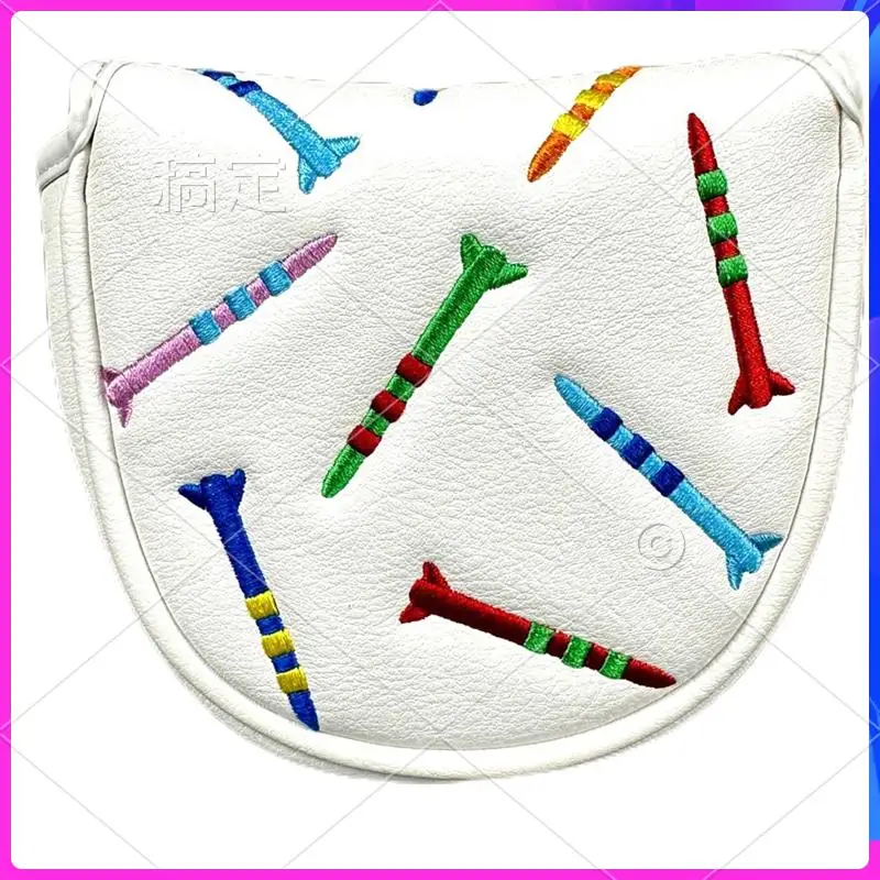 

AUU-Magnetic Golf Putter Cover PU Mallet Putter Cover Magnetic Closure Golf Head Cover Portable Golf Putter Cover Easy To Use Wh