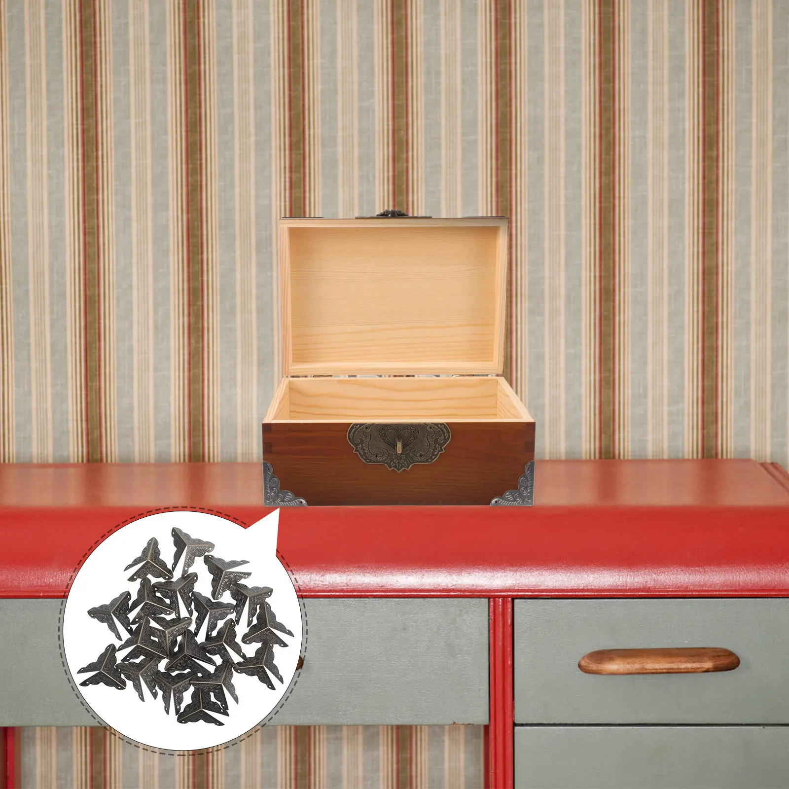 

20Pcs 25Mm Metal Style Corner Guards Decorative Box Corners Edge and Corner Guards for Jewelry Boxes Dresser Table