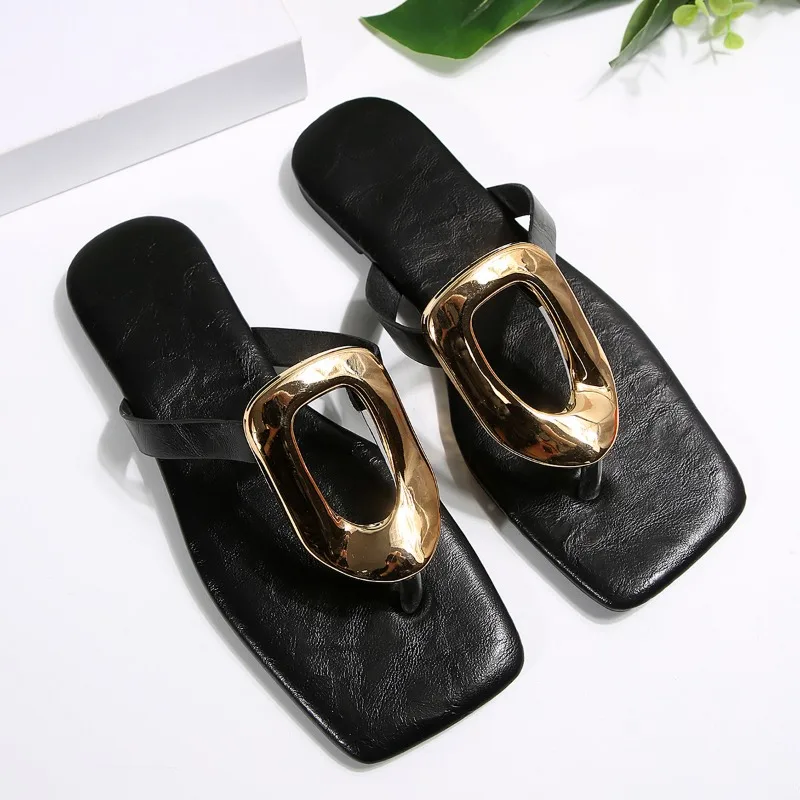 2025 Summer New Women's Slippers Open Toe Outdoor Daily Sandals Women's Flat Large Size Women's Shoes Pantuflas De Mujer