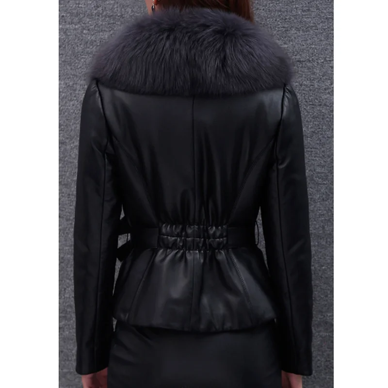 Inverno autunno e Pu collo in pelliccia sintetica cuciture moda donna giacca tinta unita donna elegante giacca stringata donna donna