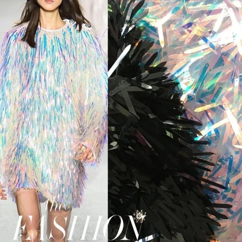 Gradient Phantom Laser Sequin Mesh Fabric Fashion Design Fabric High Grade Wedding for Apparel Sewing By The Meter