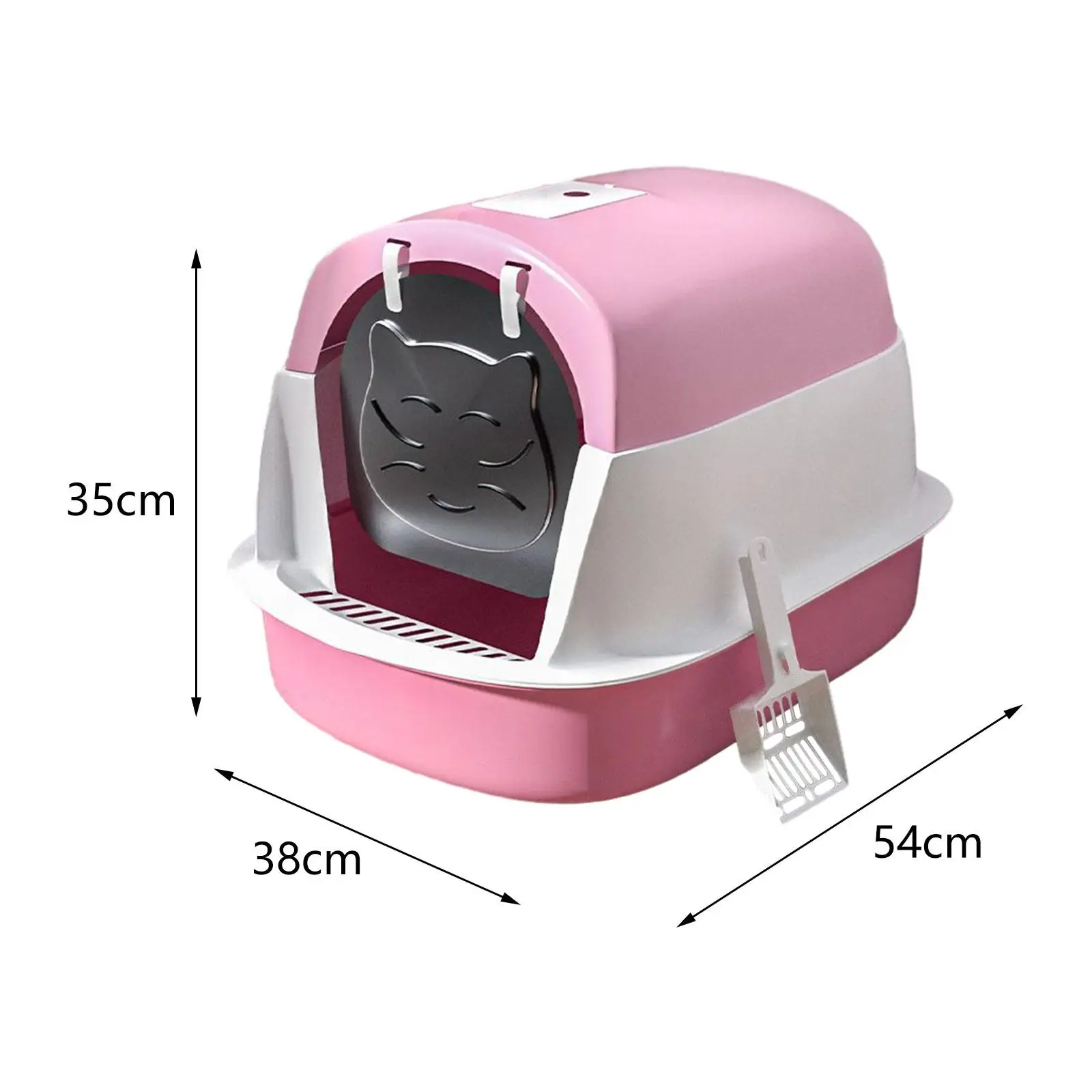 Hooded Cat Litter Box with Lid Enclosed Cat Toilet with Door Detachable Anti