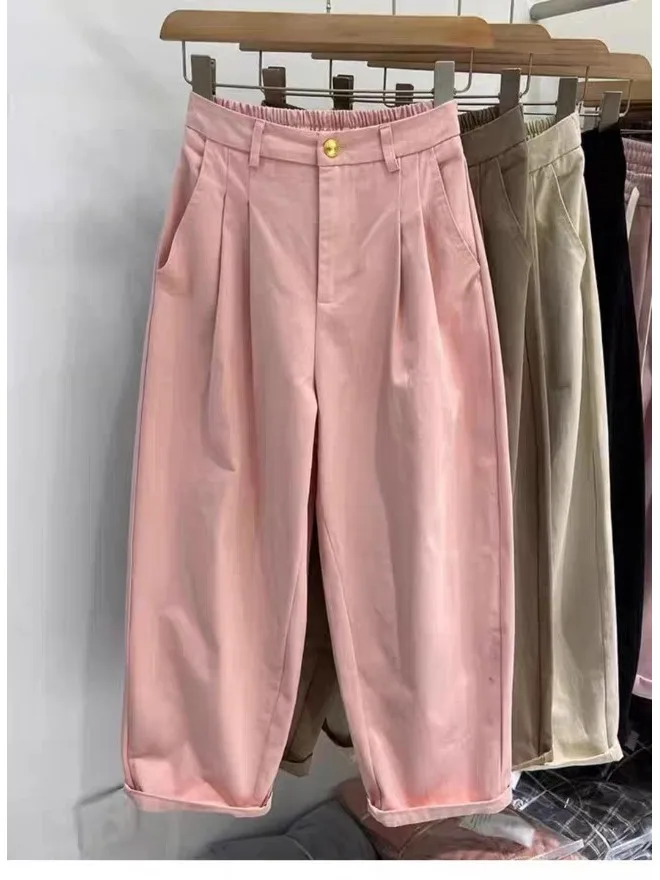 Pantaloni Harlan a vita alta Pantaloni casual a gamba larga da donna Vestibilità ampia Comodo taglio dritto in cotone da indossare tutti i giorni