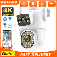 BESDER 4K 8MP Wifi Surveillance Camera Dual Lens 4X Digital Zoom AI Human Detect ONVIF Wireless Outdoor Security PTZ IP Cameras