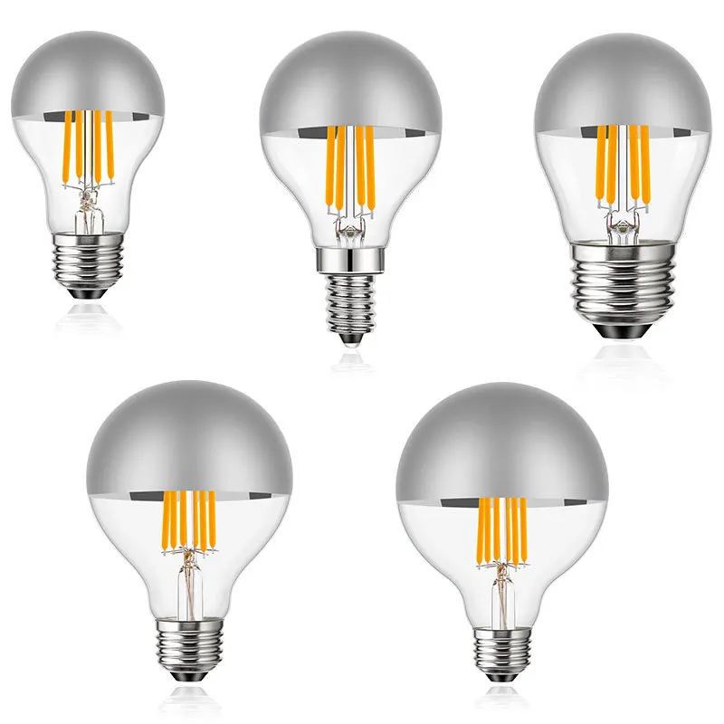 LED Semi-Silver-Plated Shadowless Light Edison Reflective Bulb Hotel Decoration A60 G45 G95 G80 G125 Magic Bean Chandelier