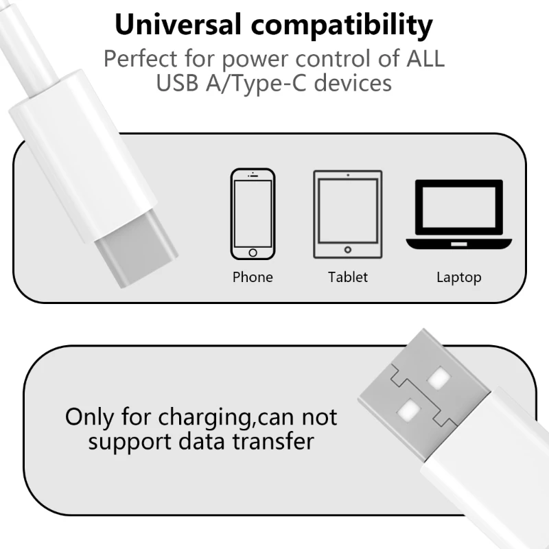 

Зарядный кабель USB A–USB с кнопкой включения/выключения. Зарядный шнур 5 В, 2 А.