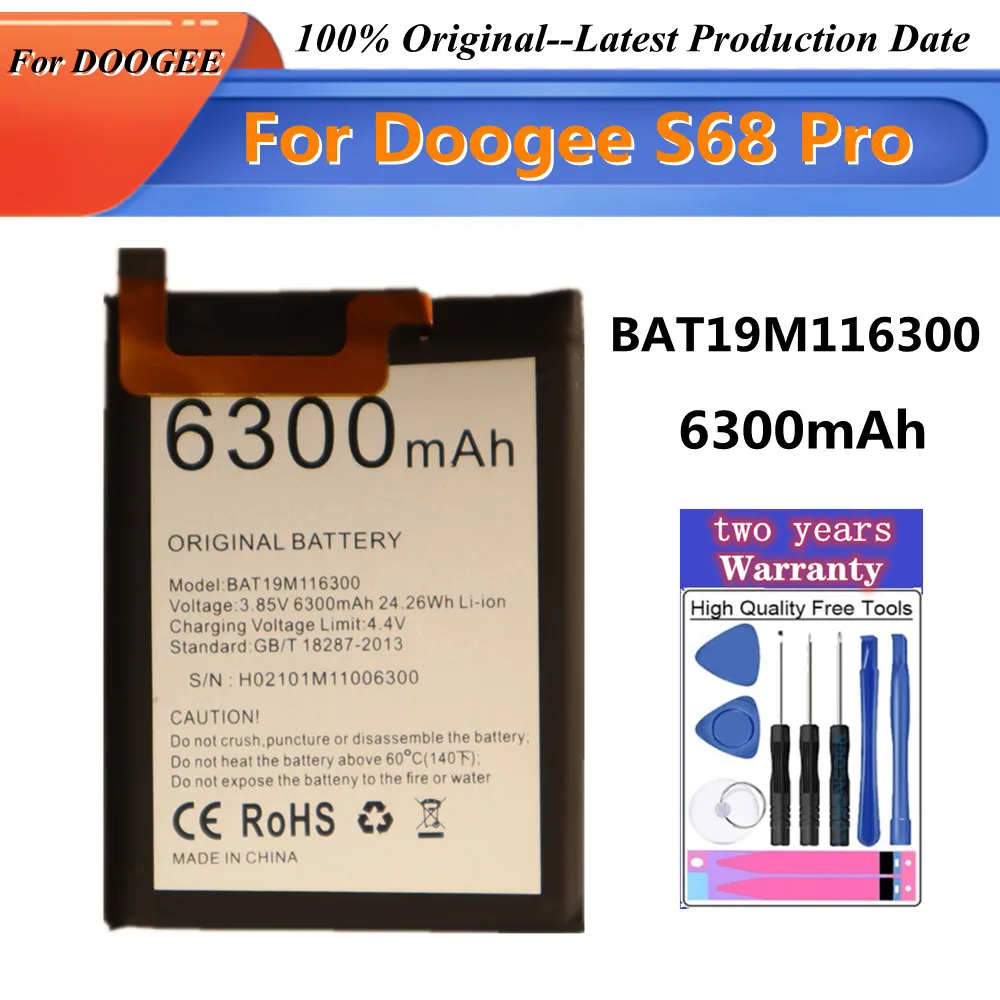 6300mAh BAT19M116300 Battery For Doogee S68 Pro S68Pro Phone Batteries + Tools