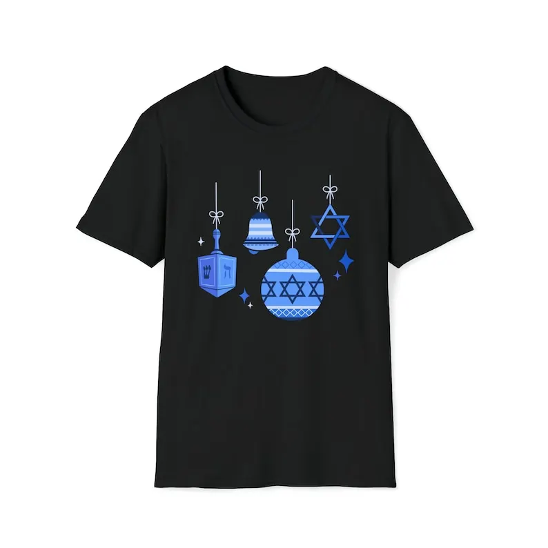 Merry Christmukkah Shirt Retro Funny Hannukah Happy Hanukkah Pajamas Chanukah Women Gifts Printed T-shirt Tops Printed Unisex