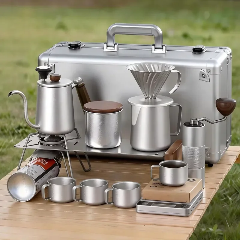 Pure Titanium Portable Coffee Set Reusable Eco Friendly Hand Brew Kit for Outdoor Camping Hiking Car Travel Lightweight