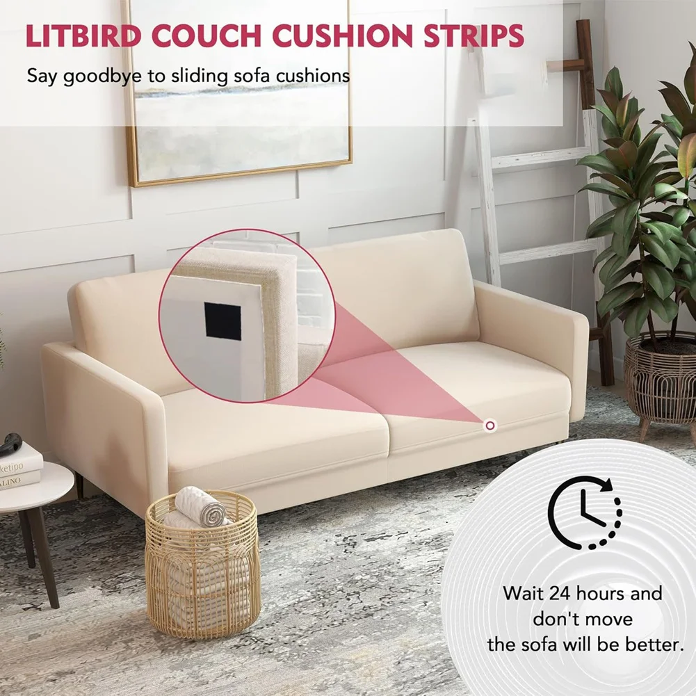 2025 Trend 4.3 Inchx20 Feet Duty Strips For Couch Cushions, Hook & Loop Tape With Adhesive, Keep Couch Cushions From Sliding