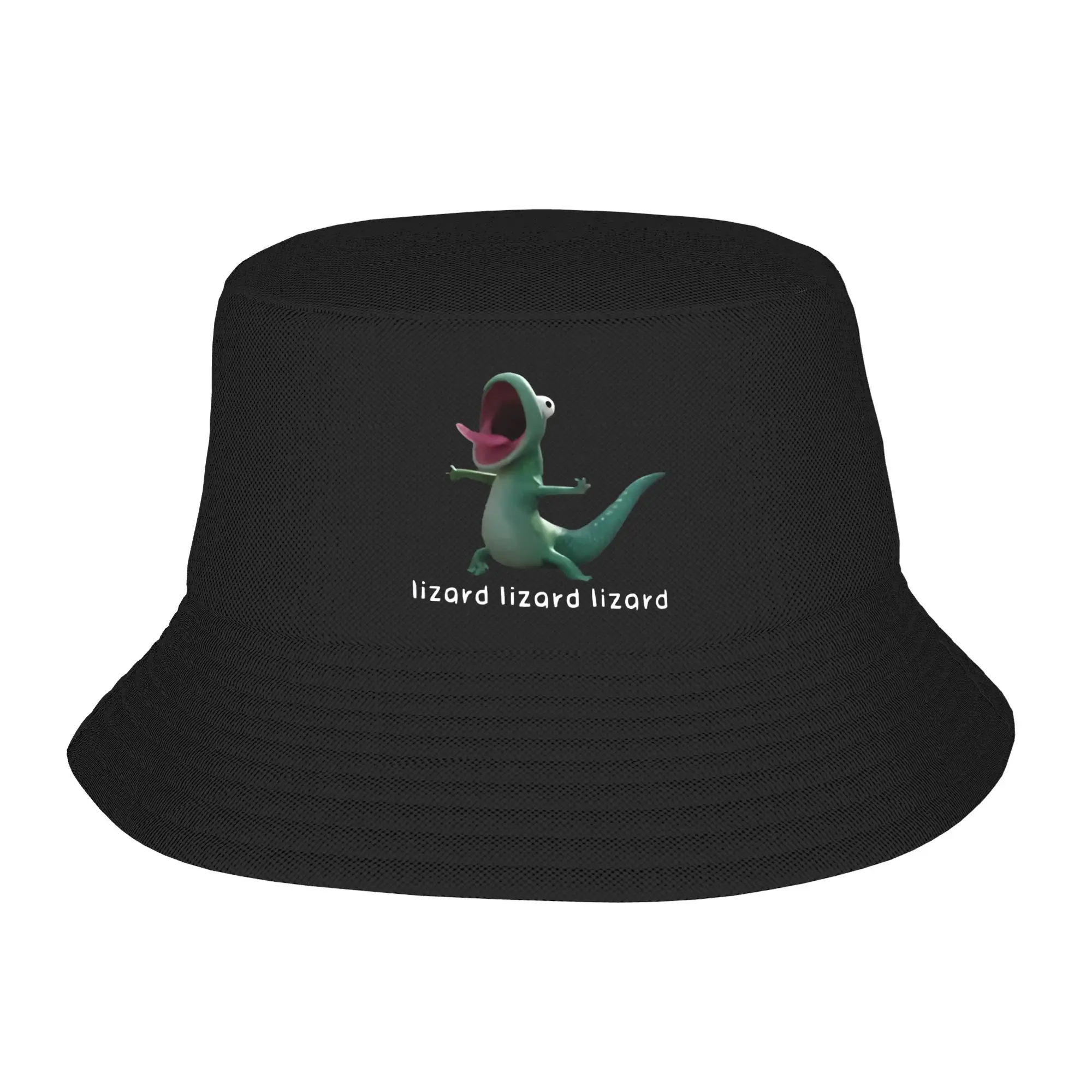 Men Women Kawaii Bucket Hat Funny Lizard Meme Wash Shirt Hoppers Accessories Bob Hat For Beach Headwear Lightweight