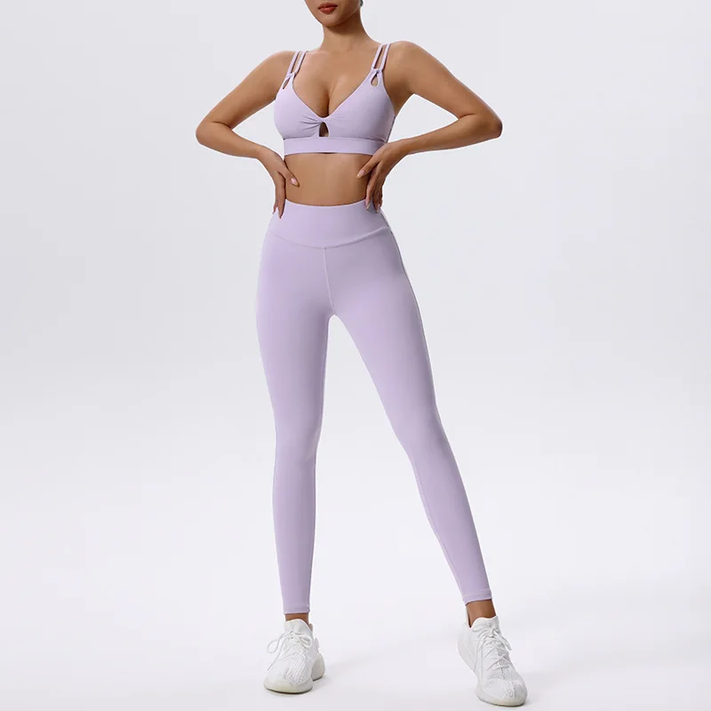 Conjunto de shorts e sutiã feminino, cintura alta, secagem rápida, leggings corrida e esportiva, fitness e ioga, conjunto de treino de duas peças, sutiã