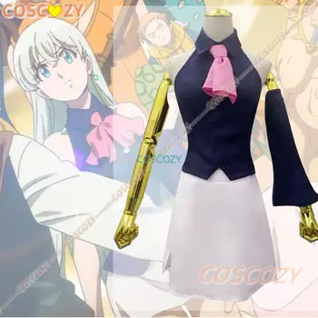 Elizabeth Liones Cosplay Kostym Anime De sju dödssynderna Liones Elizabeth Julklapp Dam Vit Rosa Klänning Kort Kjol 11 best sales Seven deadly sins merlin - №4