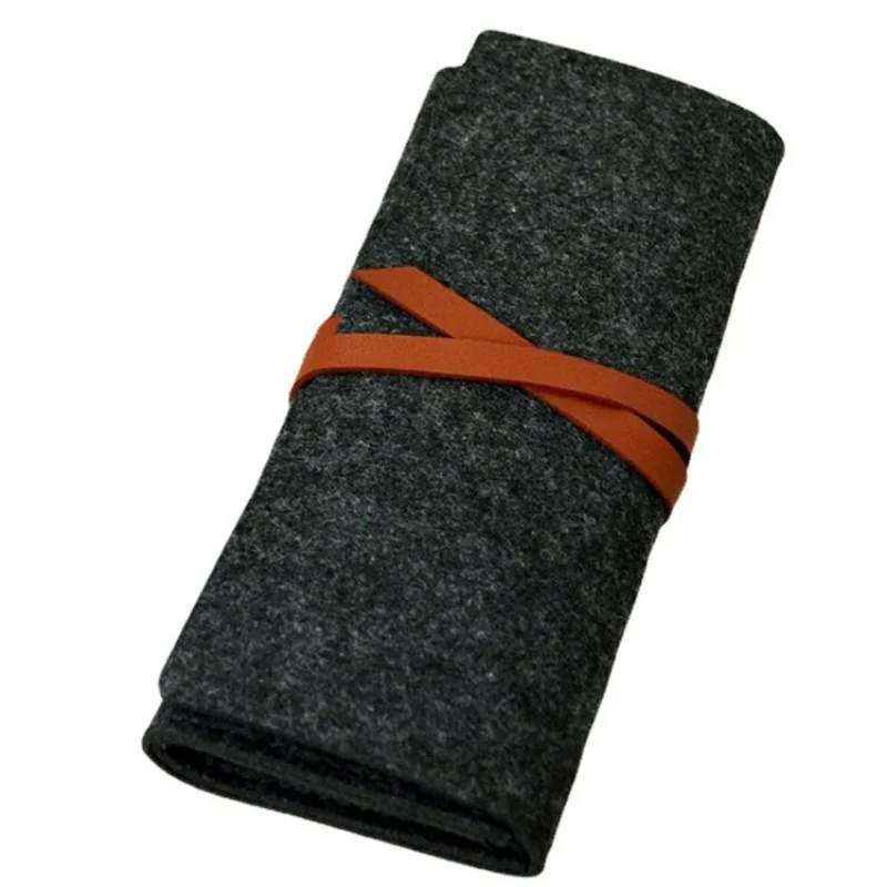 Astuccio scolastico nero di grande capacità Astuccio per matite in feltro Portacancelleria Astuccio per penne stilografiche Astuccio per matite con cerniera per studenti stile semplice