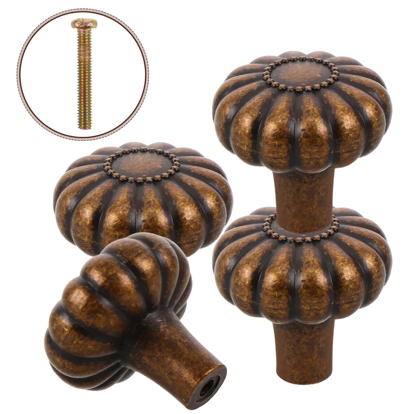

4Pcs Brass Drawer Pulls Vintage Style Cupboard Handles Retro Kitchen Wardrobe Single Hole Metal Knobs for Furniture