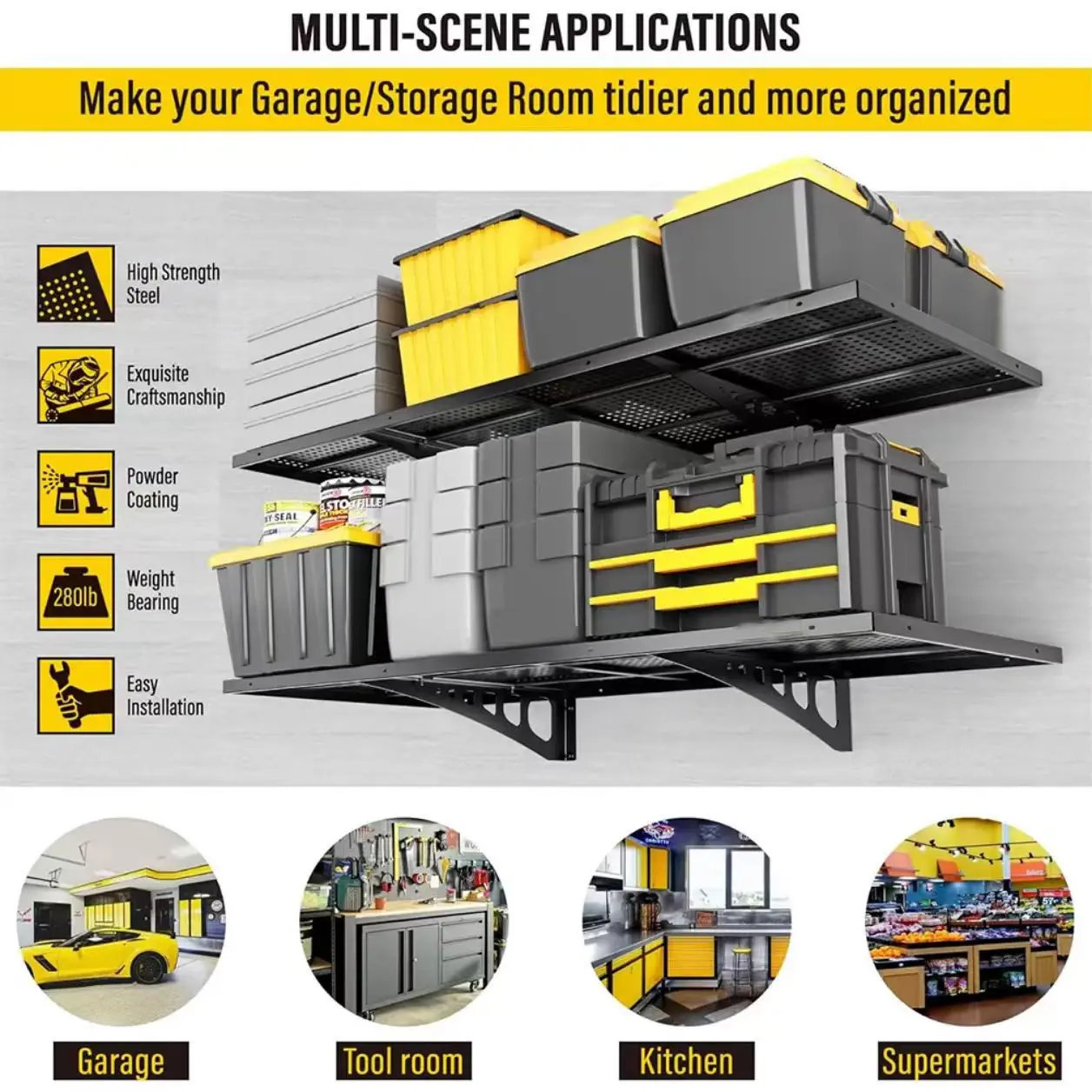 Cross-border hot-selling garage tool storage rack multi-purpose metal heavy-duty wall-mounted storage rack