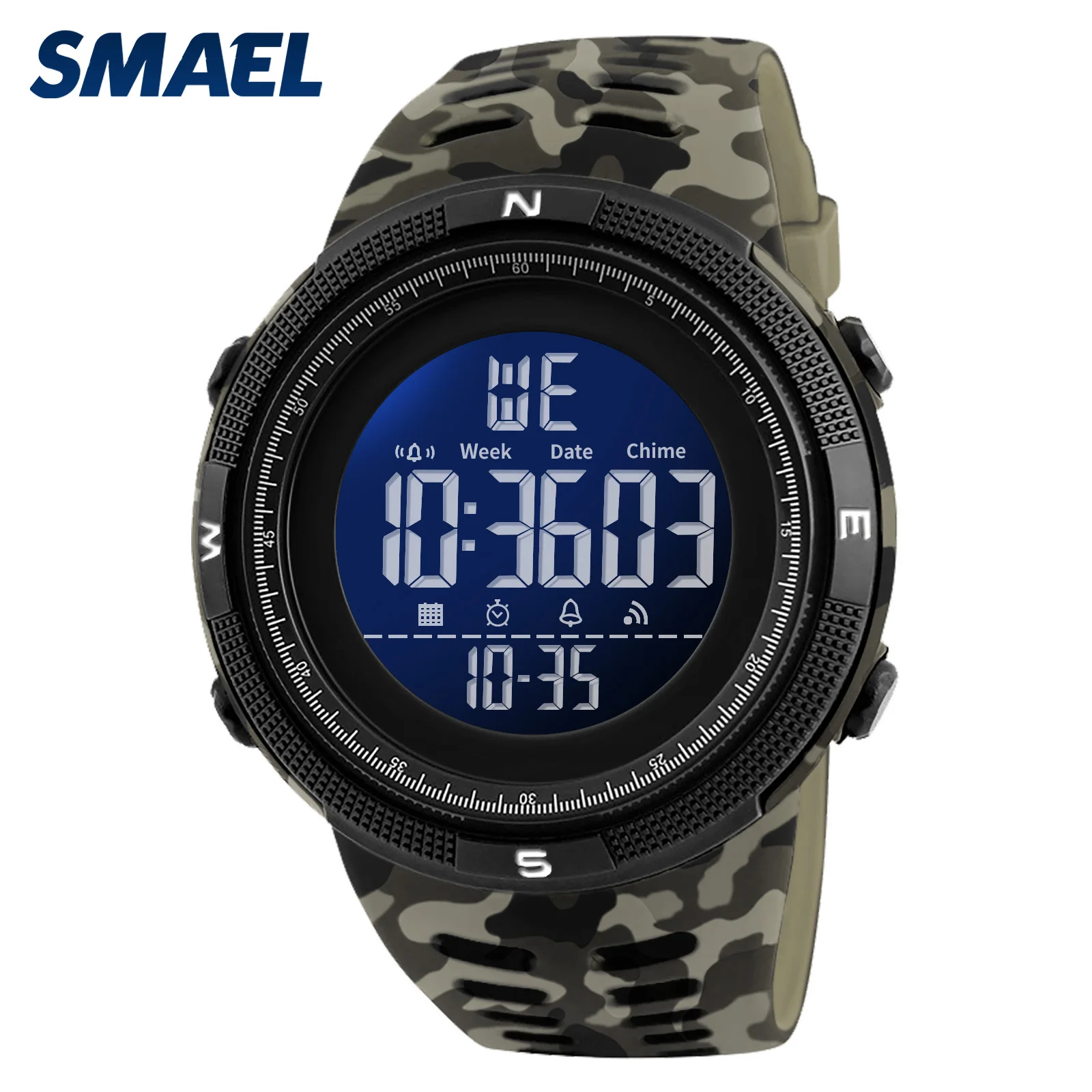 2025 SMAEL Digital Watch Military Mens's Watches 50m Waterproof Alam Clock Big Dial Watch Men 1915 Man Sports Watch Digital LED