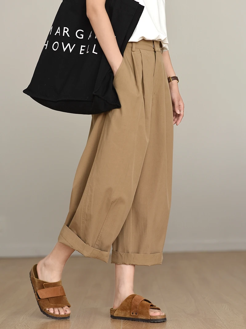 Cool Comfortable Balloon Pants Women's Loose Trousers Breathable Casual High Waist Wide Leg Pants Lenzing Lyocell Fiber