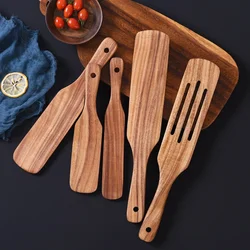 Acacia Wooden Spatula For Cooking Slotted Spurtle Kitchen Utensil Sets Non-Stick Long Shank Matter Mixture Shovel Dinnerware