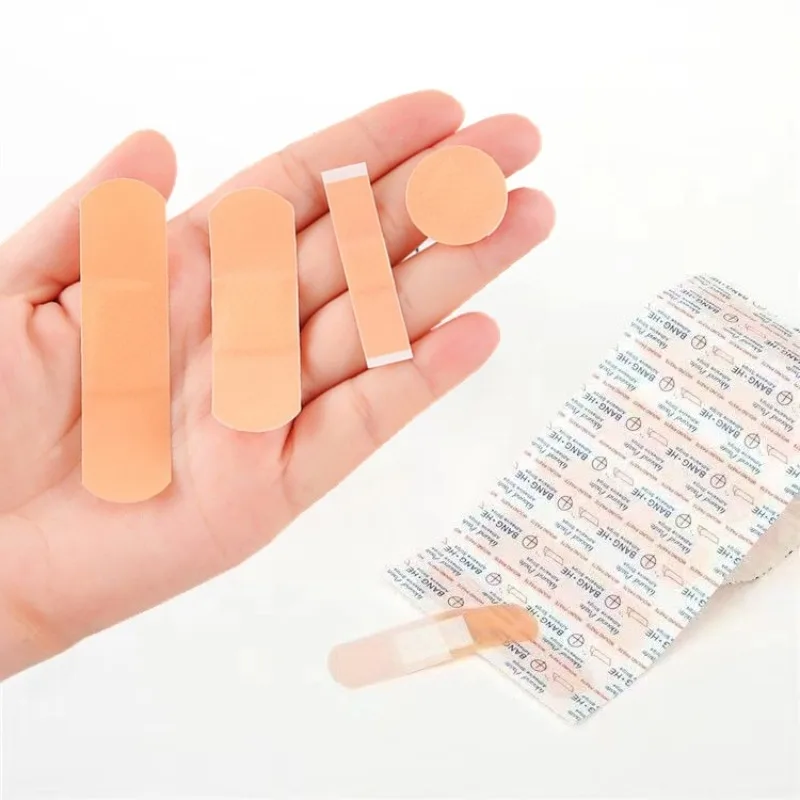 100Pcs/Set Breathable Band Aid for Emergency First Aid Plasters Waterproof Adhesive Badnages Round Strip Shape Dressing Patch