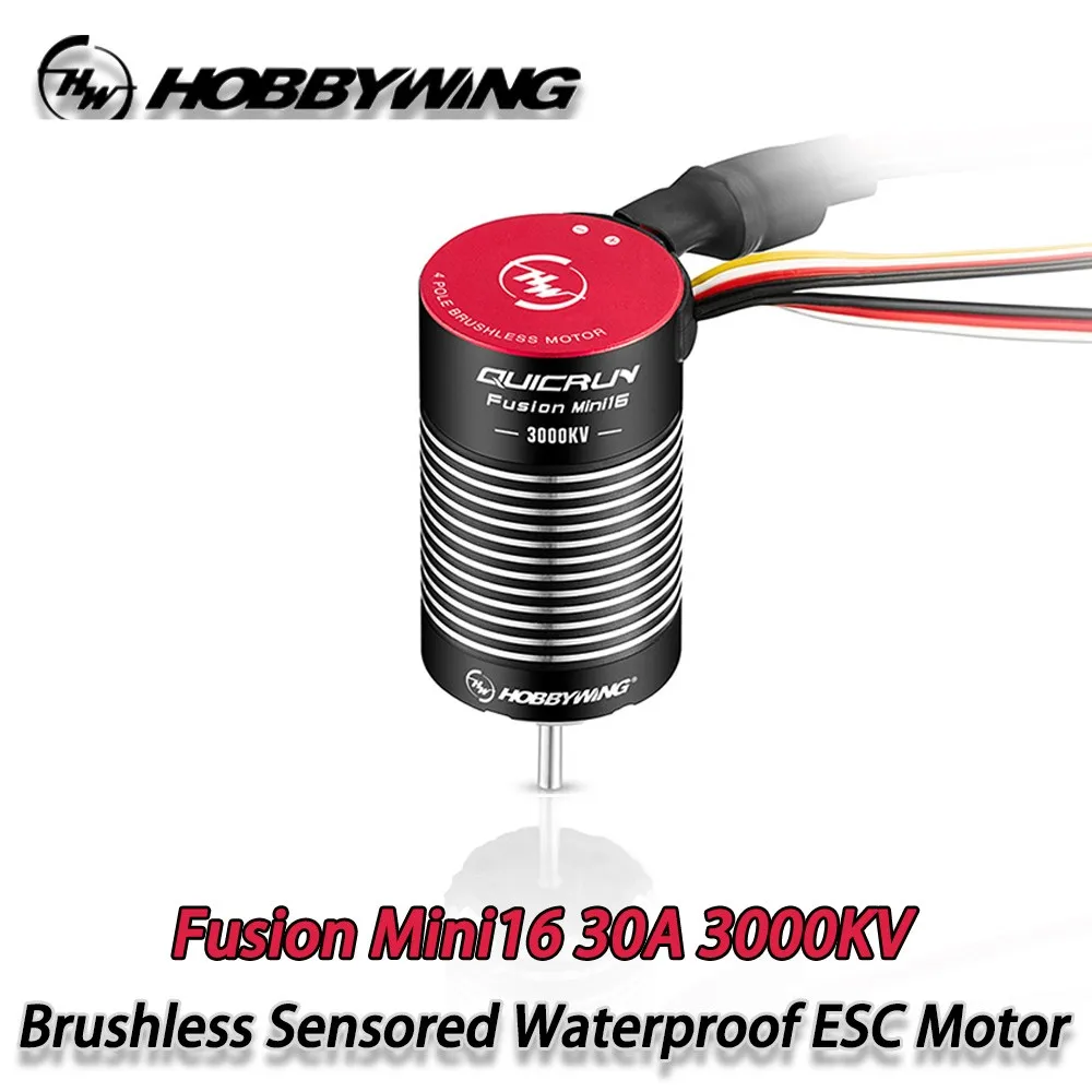 Hobbywing Quicrun Fusion Mini16 30a 3000kv bezszczotkowy wodoodporny silnik z czujnikiem maszyna Esc 2 w 1 do samochodu gąsienicowego 1/16 1/18 Rc