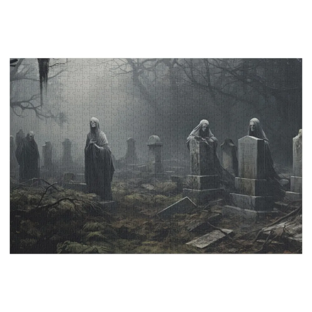 

Пазл с изображением призрачного кладбища, персонализированная детская игрушка, произведение искусства, фото на заказ, деревянный пазл на заказ